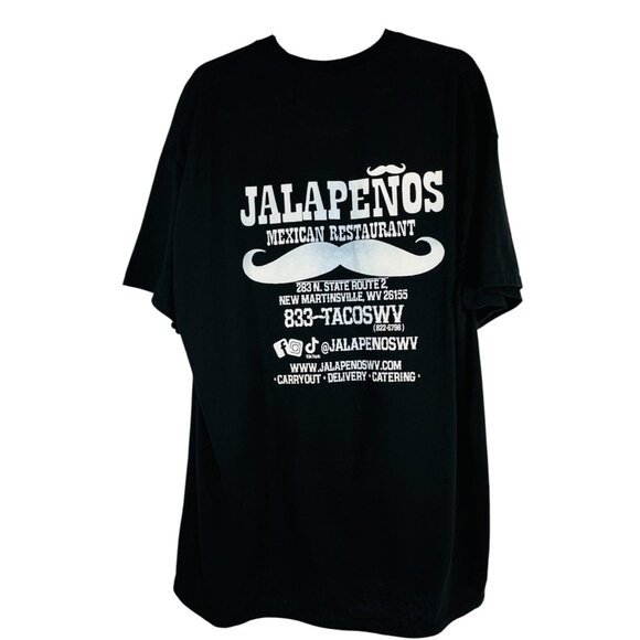 Jalapeños Mexican Restaurant WV Black Graphic T-Shirt "Im Nacho Typical Guy" - Picture 2 of 7